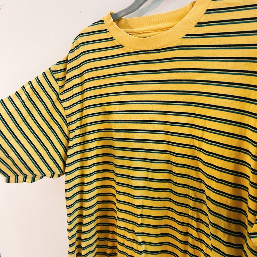 Yellow Striped Tee with Green & Black Lines - Picture 2 of 2